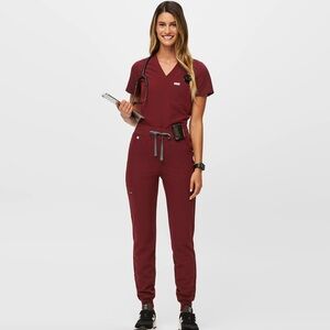 FIGS Women's Burgundy Scrub Pants High Waisted Zamora Jogger Scrub
Pants size XS